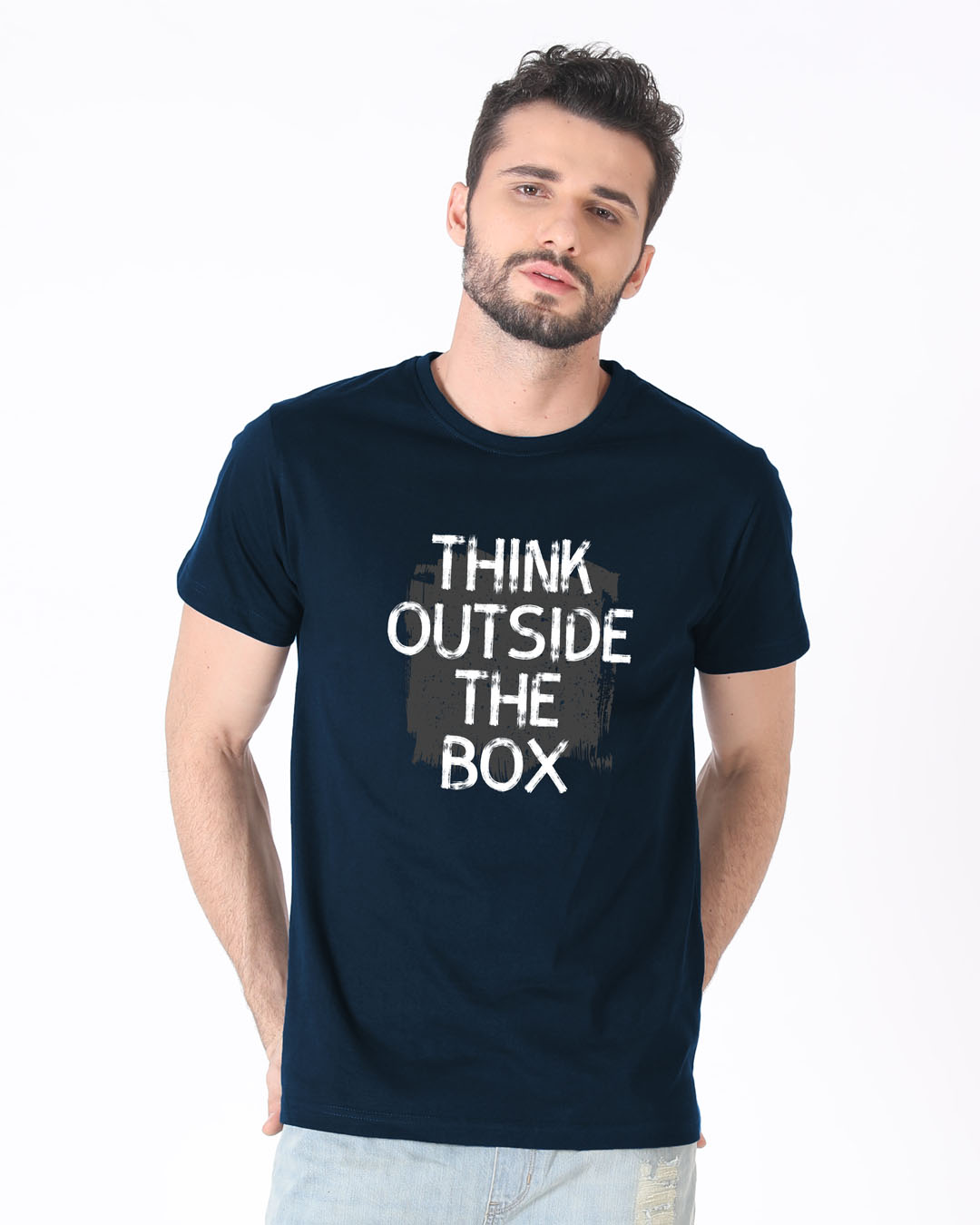 Shop Think Outside Grunge Half Sleeve T-Shirt-Back