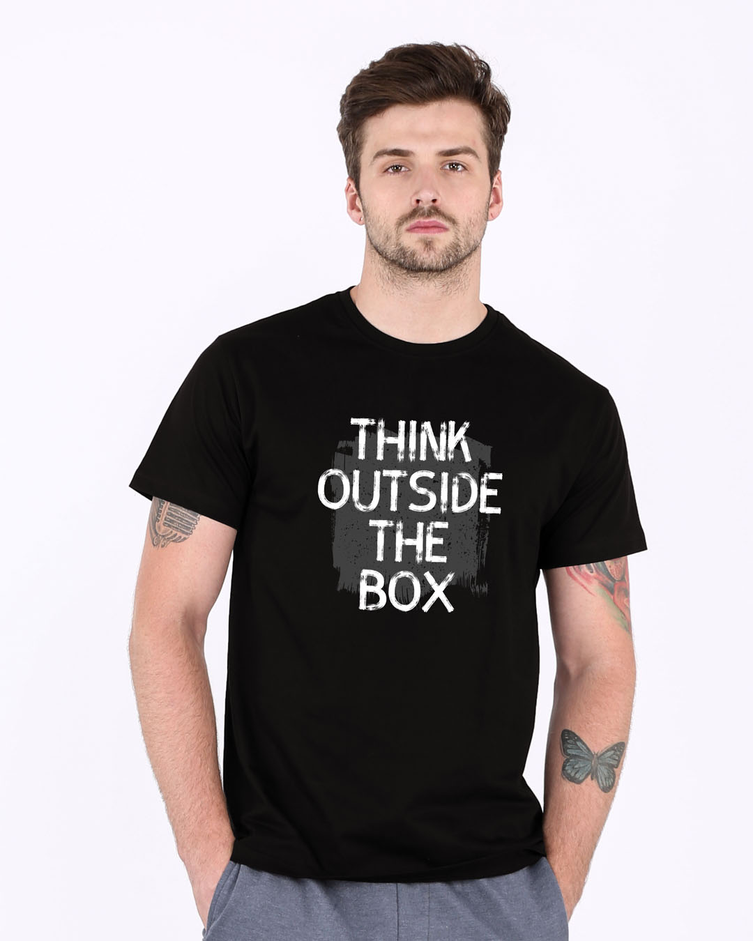 Shop Think Outside Grunge Half Sleeve T-Shirt-Back