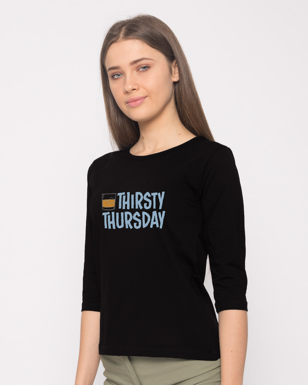 Shop Thirsty Thursday Round Neck 3/4th Sleeve T-Shirt-Back