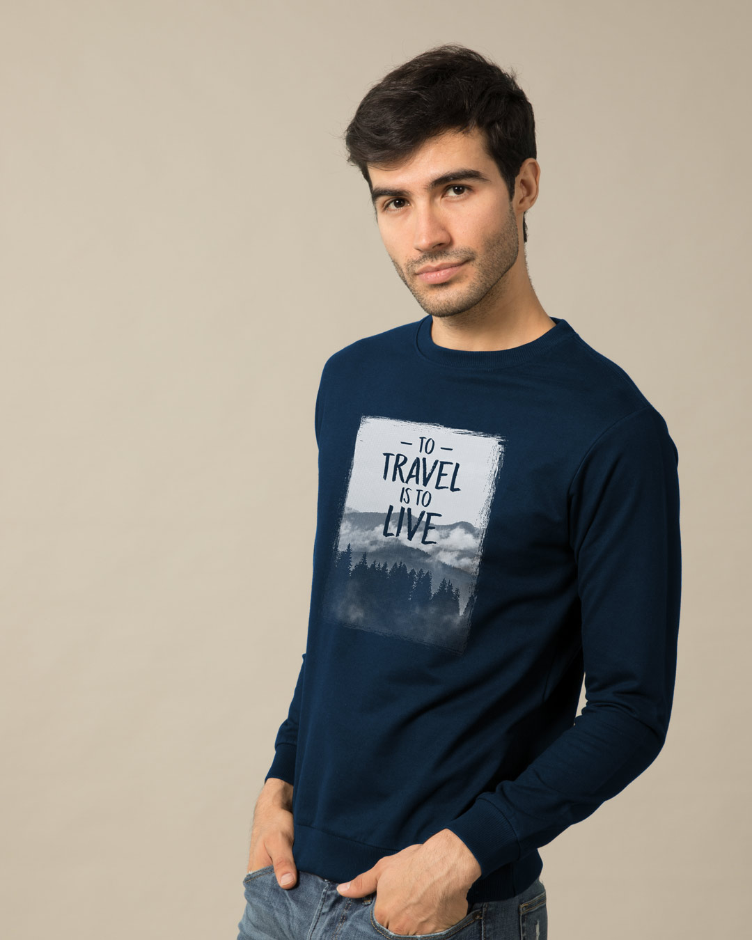 Shop To Travel Is To Live Light Sweatshirt-Back
