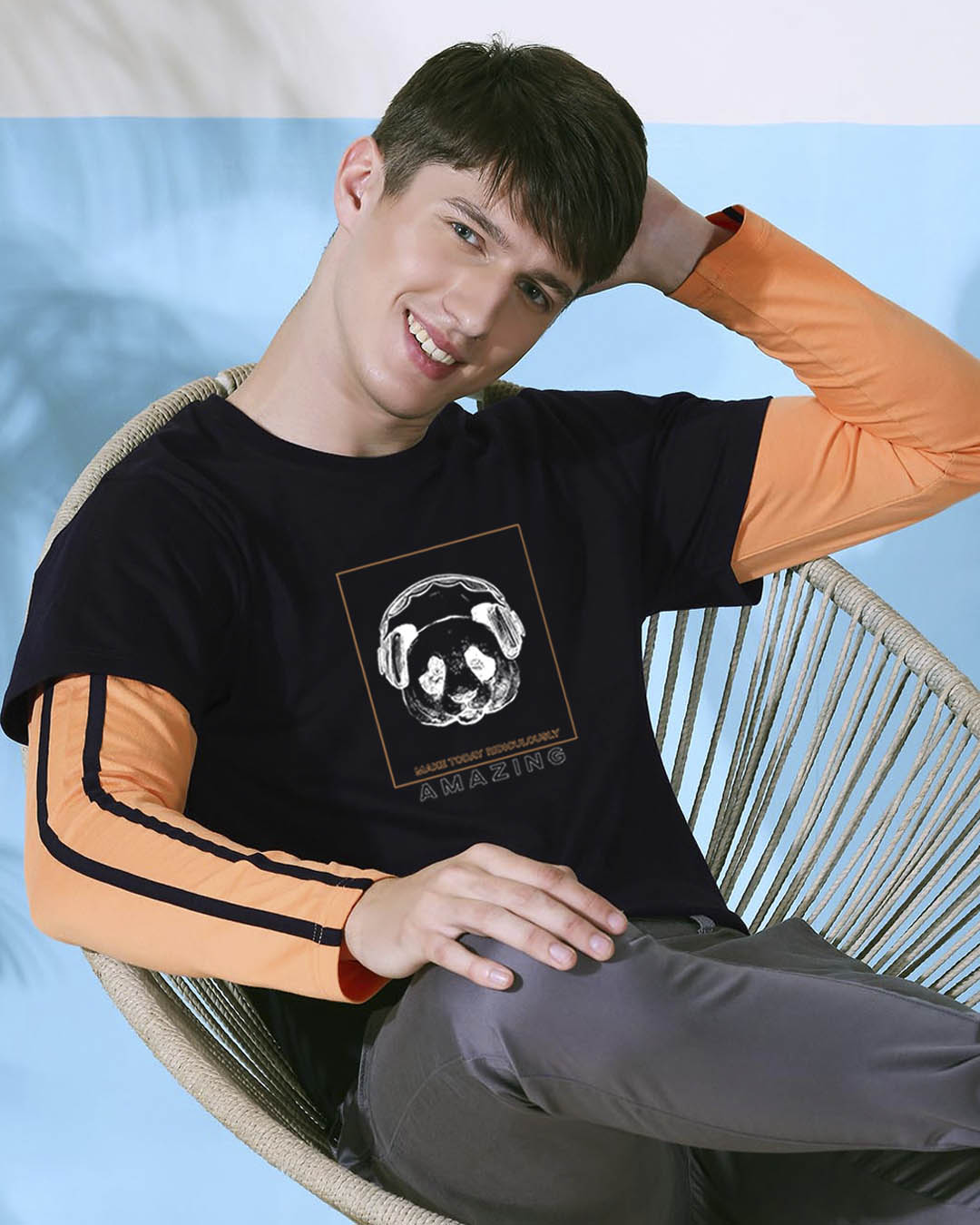 

Today Is Amazing Full Sleeve T-Shirt Men' Printed Full Sleeve T-Shirt Bewakoof.com, Black-orange