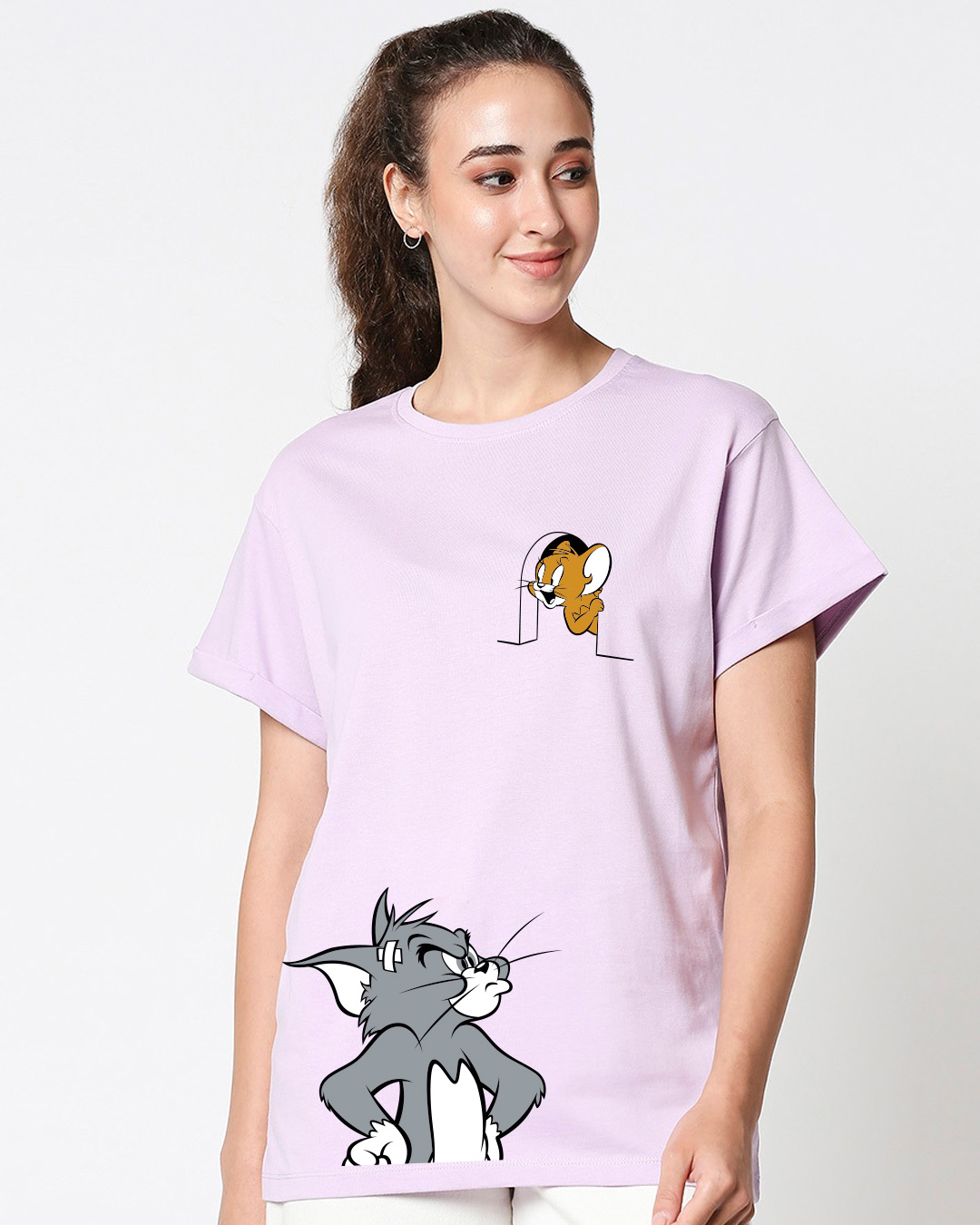Shop Tom N Jerry Pocket Boyfriend T-Shirt-Back