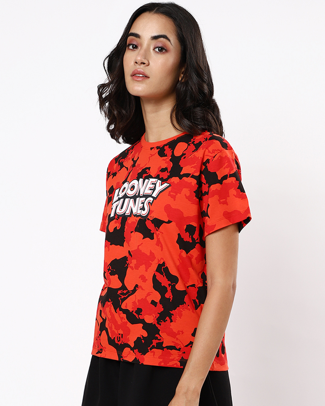 Shop Women's Red Looney Tunes AOP T-shirt-Back