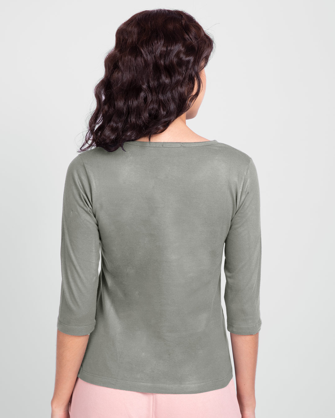 Shop Too Close Round Neck 3/4 Sleeve T-Shirt Meteor Grey-Back