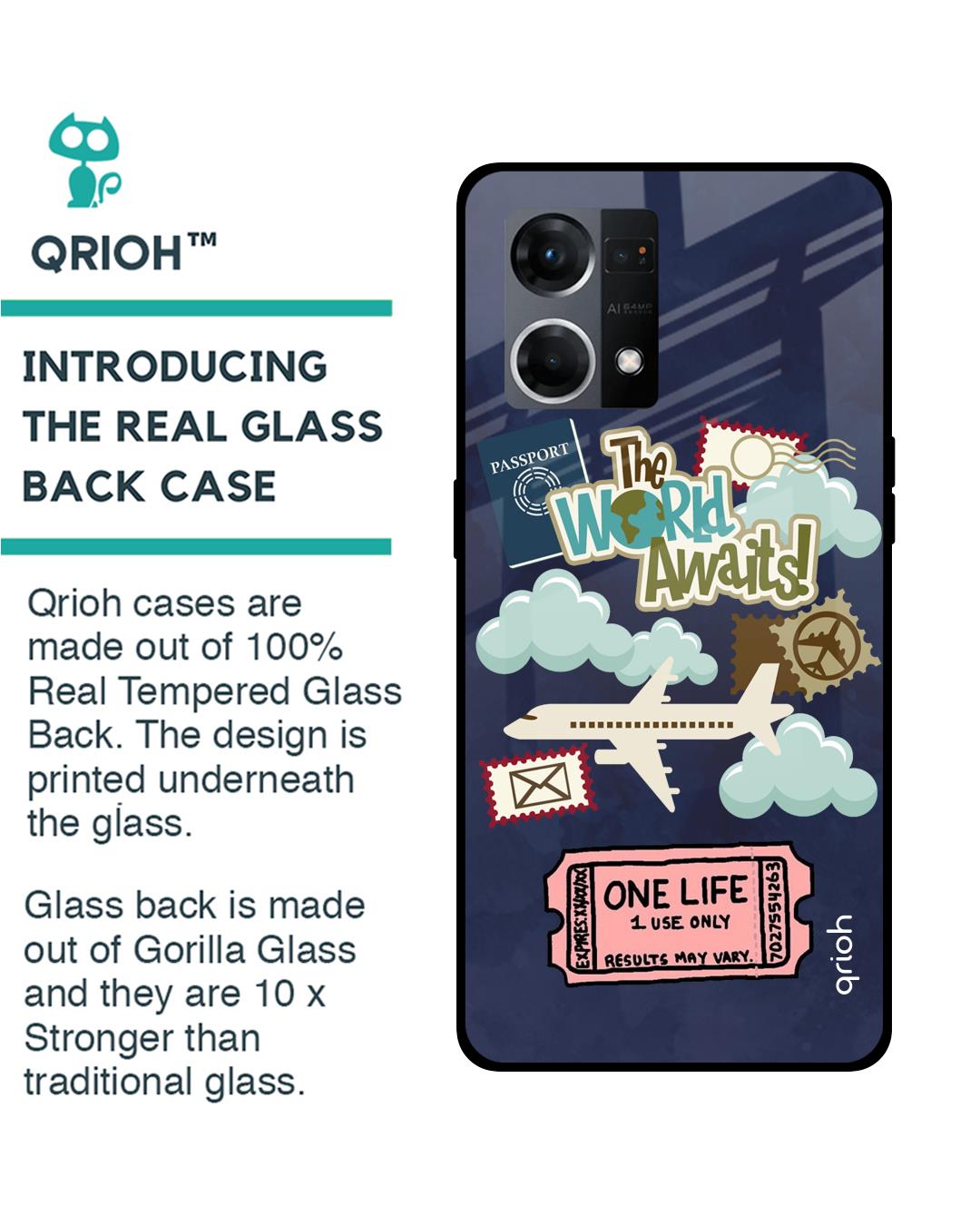 Shop Tour The World Printed Premium Glass Case For Oppo F21s Pro (Shock Proof,Scratch Resistant)-Back