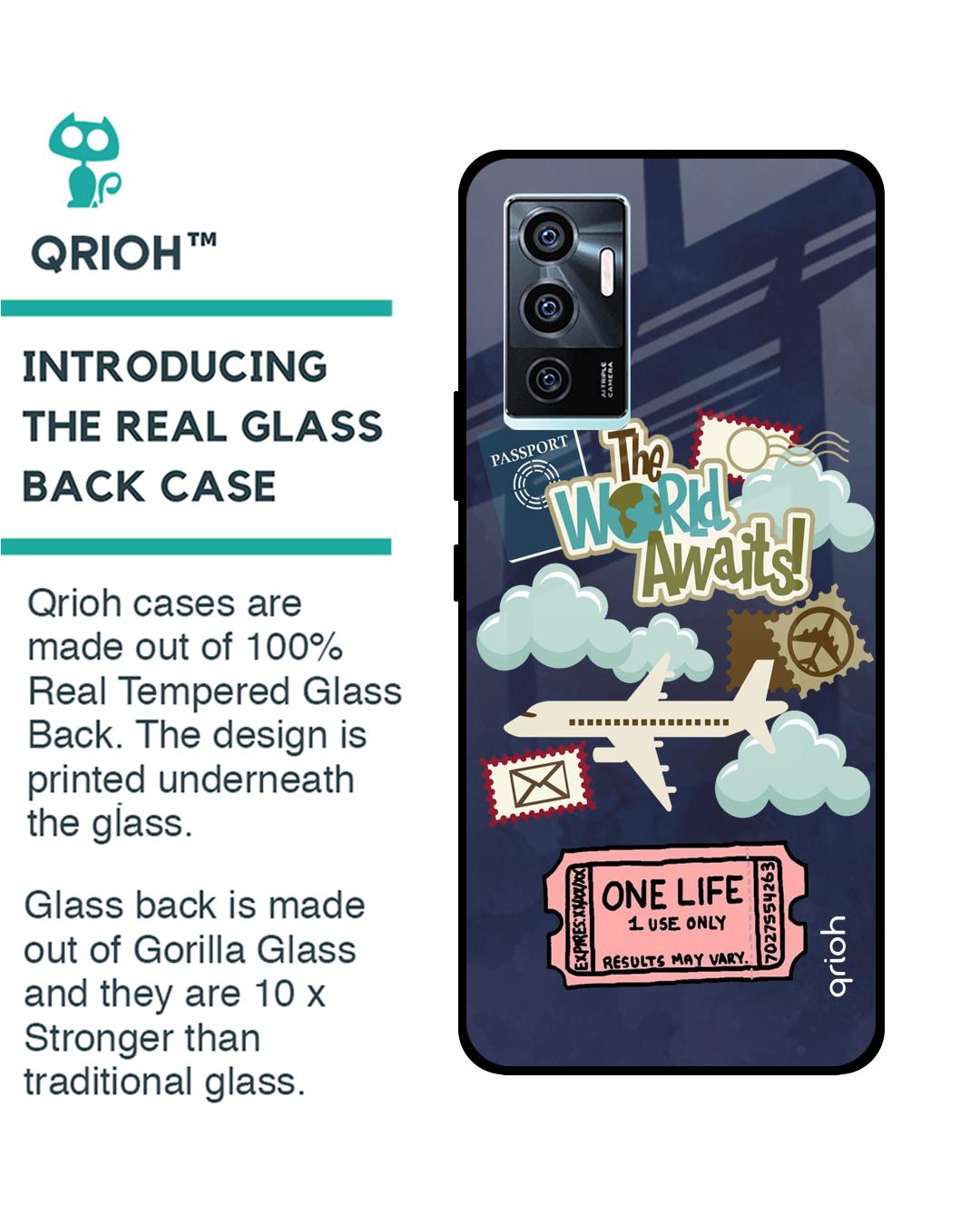 Shop Tour The World Printed Premium Glass Cover For Vivo V23e 5G (Shock Proof, Lightweight)-Back