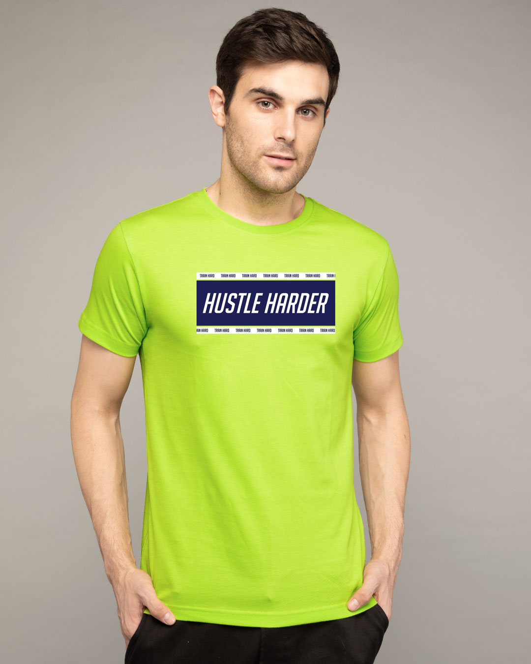 

Train And Hustle Half Sleeve T-Shirt Men' Printed T-Shirts Bewakoof.com, Green