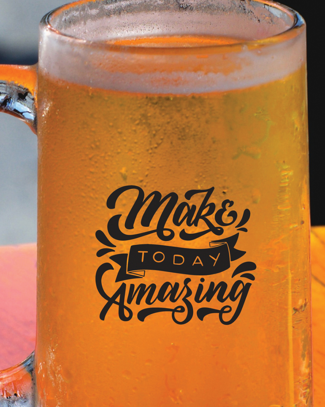 Shop Transparent Make Today Amazing Printed Glass Beer Mug-Back