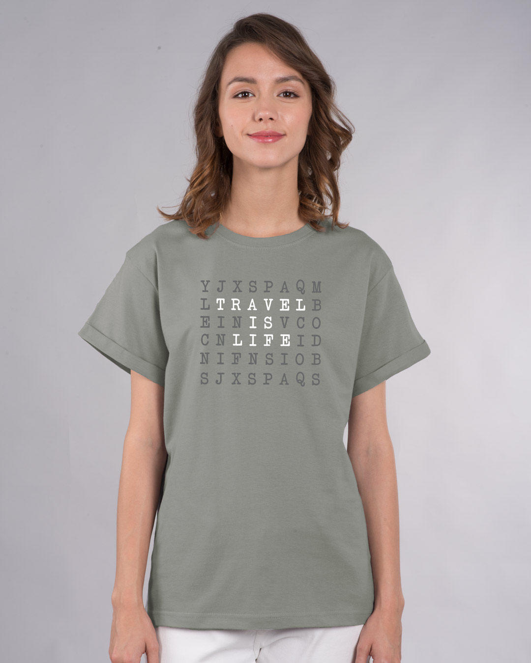 Shop Travel Is Life Puzzle Boyfriend T-Shirt-Back