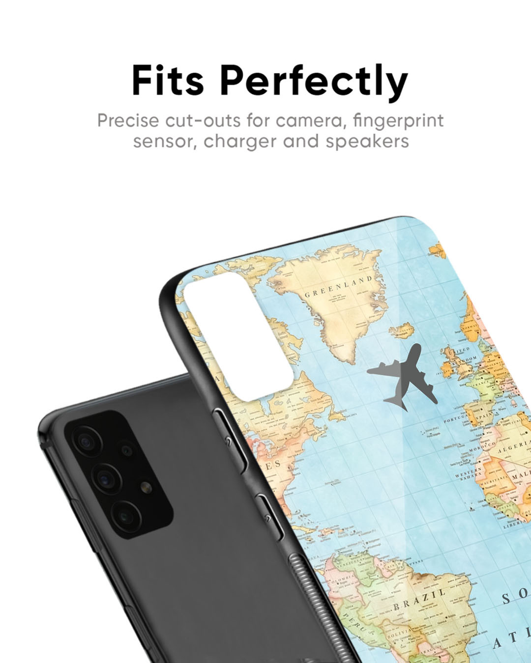 Shop Travel Map Premium Glass Case for OnePlus 7 Pro (Shock Proof, Scratch Resistant)-Back