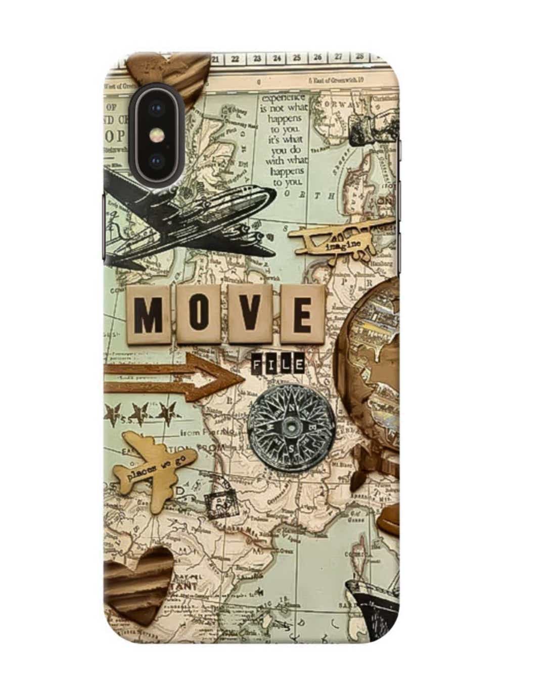Shop Travel Map Printed Designer Hard Cover For iPhone XS Max (Impact Resistant, Matte Finish)-Front
