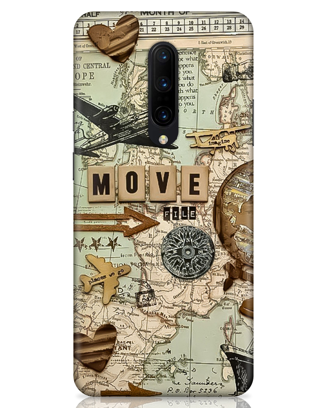 Shop Travel Map Printed Designer Hard Cover For OnePlus 7 Pro (Impact Resistant, Matte Finish)-Front