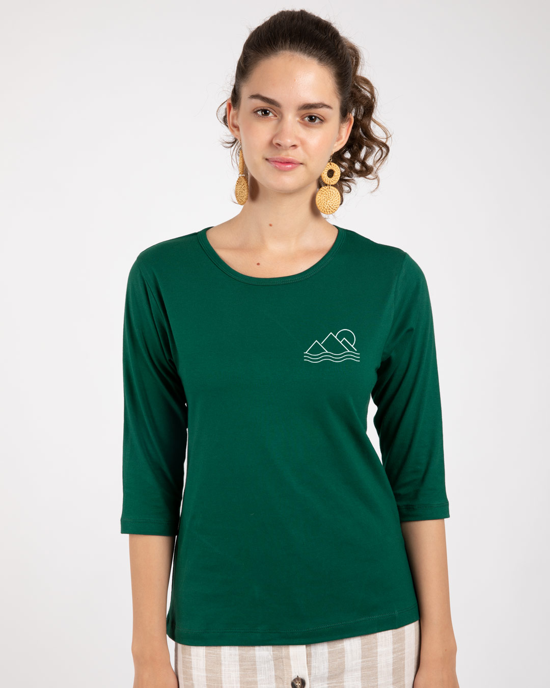 Shop Travel Minimal Round Neck 3/4th Sleeve T-Shirt-Back