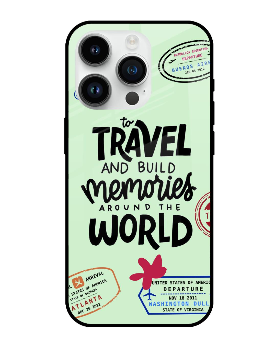 Buy Travel Stamps Premium Glass Case for Apple iPhone 14 Pro (Shock