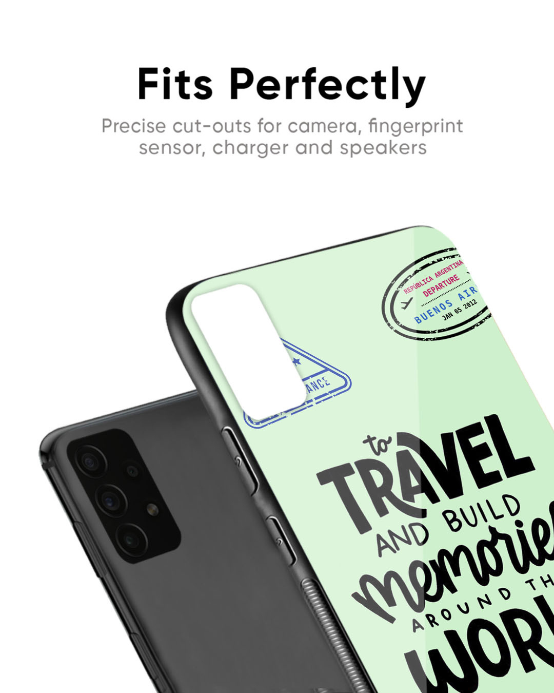 Shop Travel Stamps Premium Glass Case for OnePlus 7 Pro (Shock Proof, Scratch Resistant)-Back