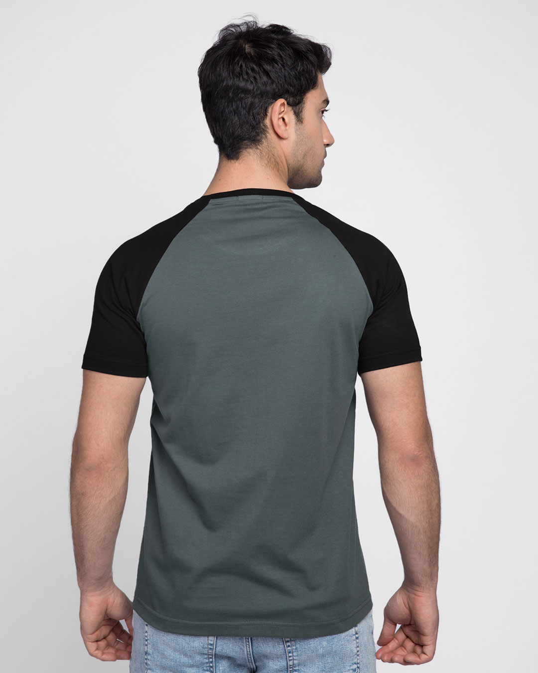Shop Trickster Loki Half Sleeve Raglan T-Shirt Nimbus Grey-Black-Back