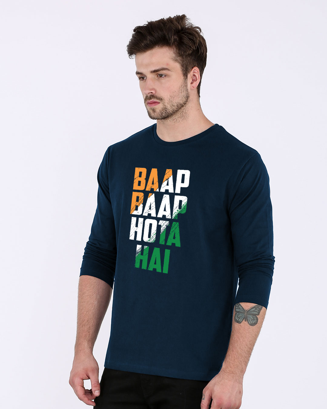 Shop Tricolor Bbhh Full Sleeve T-Shirt-Back