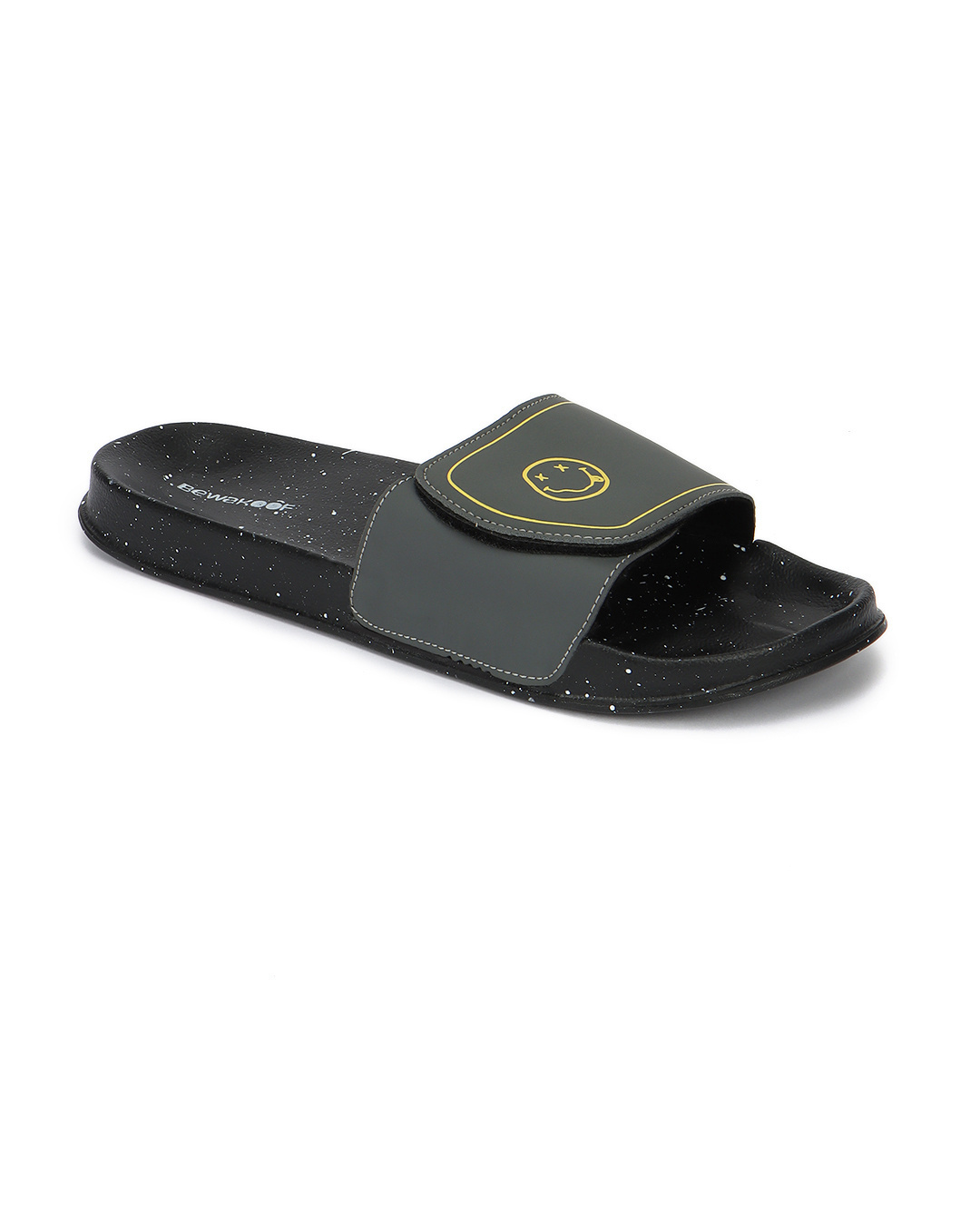 Shop Men's Black Trippin Smilin Velcro Sliders-Back