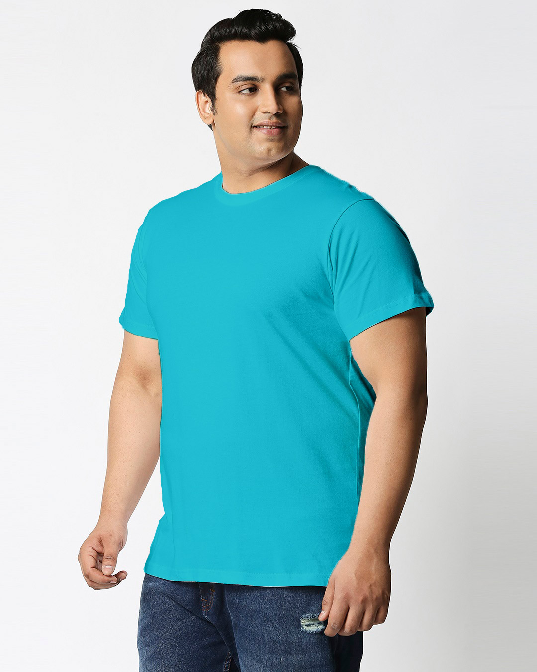 Shop Men's Tropical Blue Plus Size T-shirt-Back