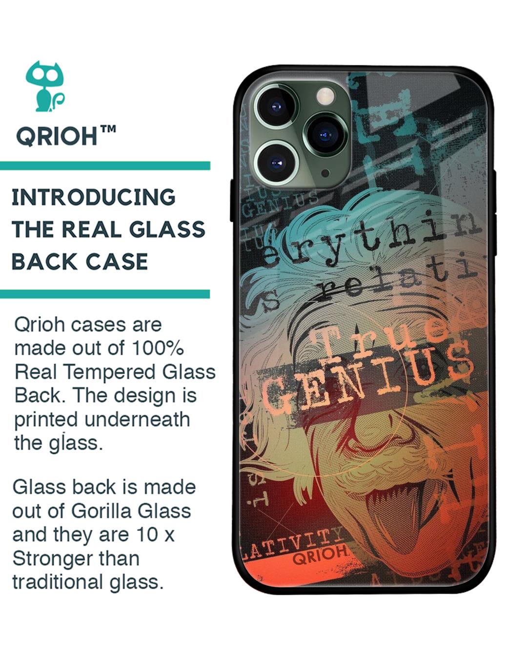 Shop True Genius Typography Premium Glass Cover For iPhone 11 Pro (Impact Resistant, Matte Finish)-Back