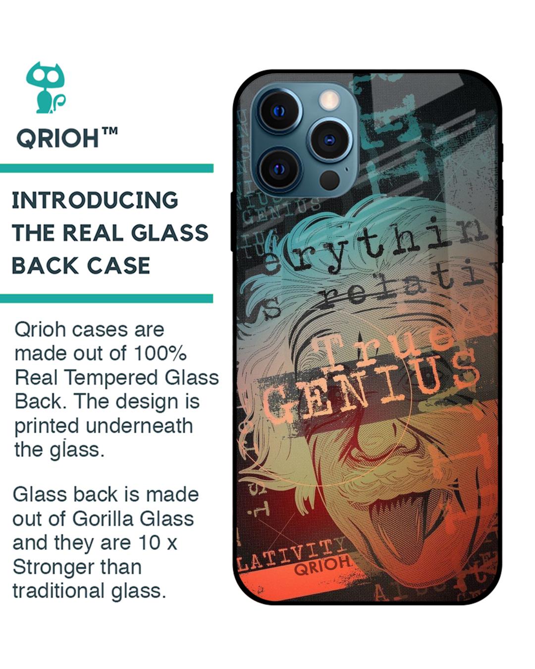 Shop True Genius Typography Premium Glass Cover For iPhone 12 Pro Max (Impact Resistant, Matte Finish)-Back