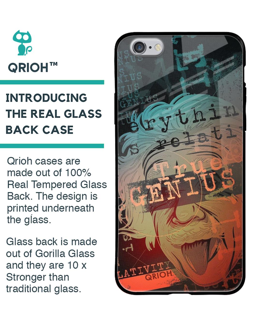 Shop True Genius Typography Premium Glass Cover For iPhone 6 (Impact Resistant, Matte Finish)-Back