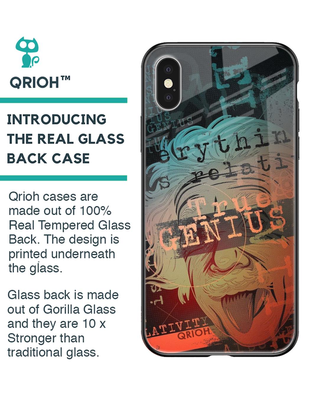 Shop True Genius Typography Premium Glass Cover For iPhone XS Max (Impact Resistant, Matte Finish)-Back