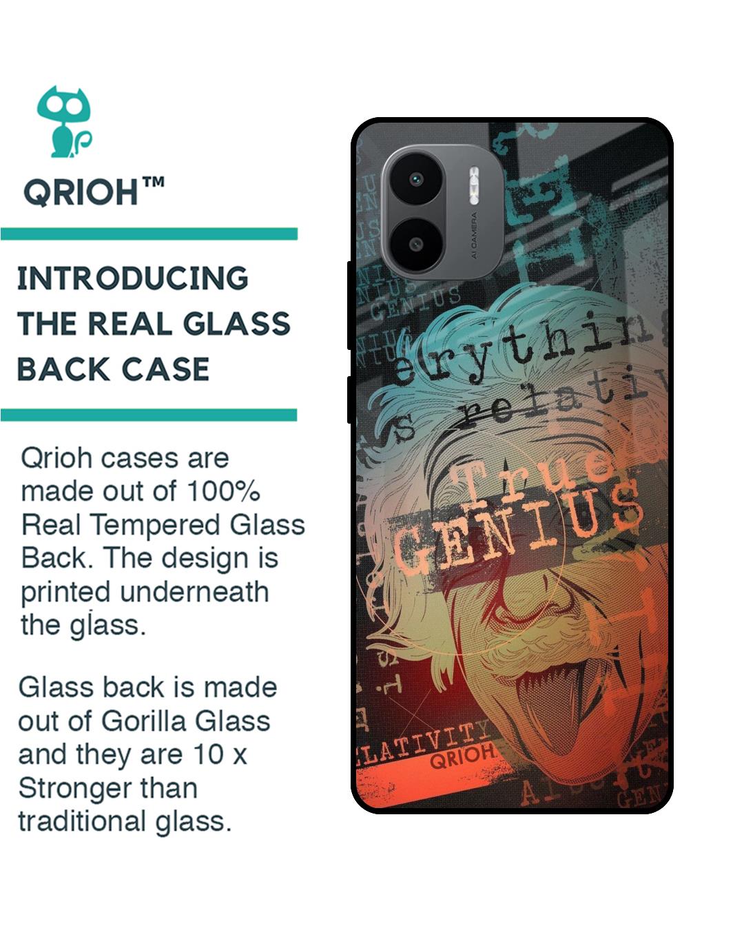 Shop True Genius Typography  Premium Glass Case for Redmi A1 (Shock Proof,Scratch Resistant)-Back