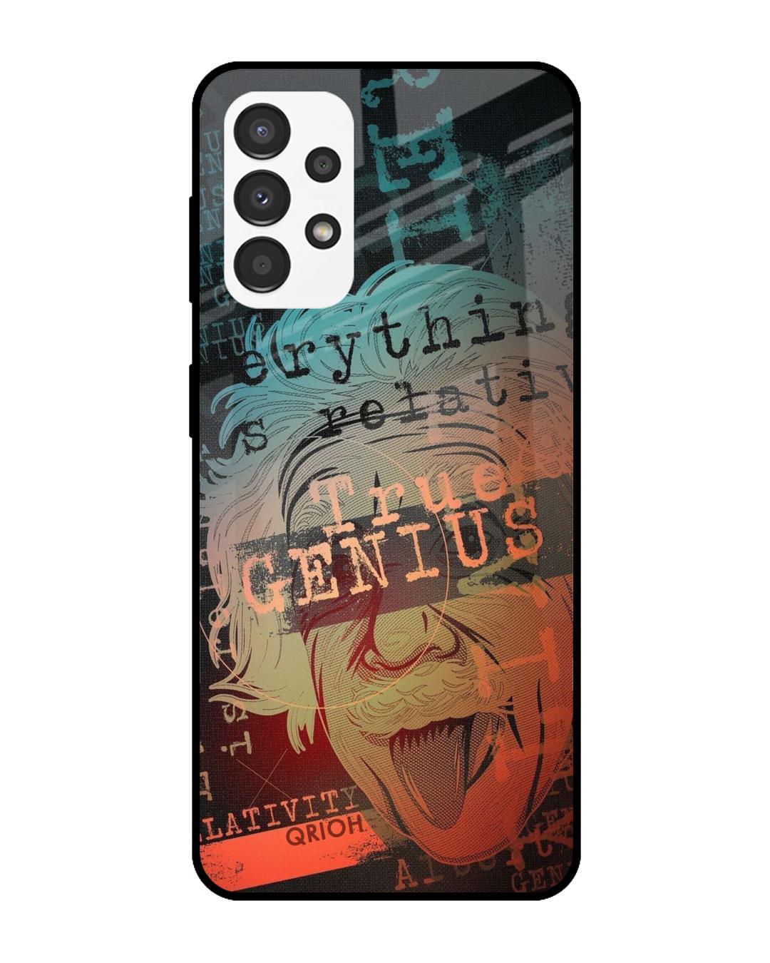 Shop True Genius Typography Premium Glass Cover For  A13(Impact Resistant, Matte Finish)-Back