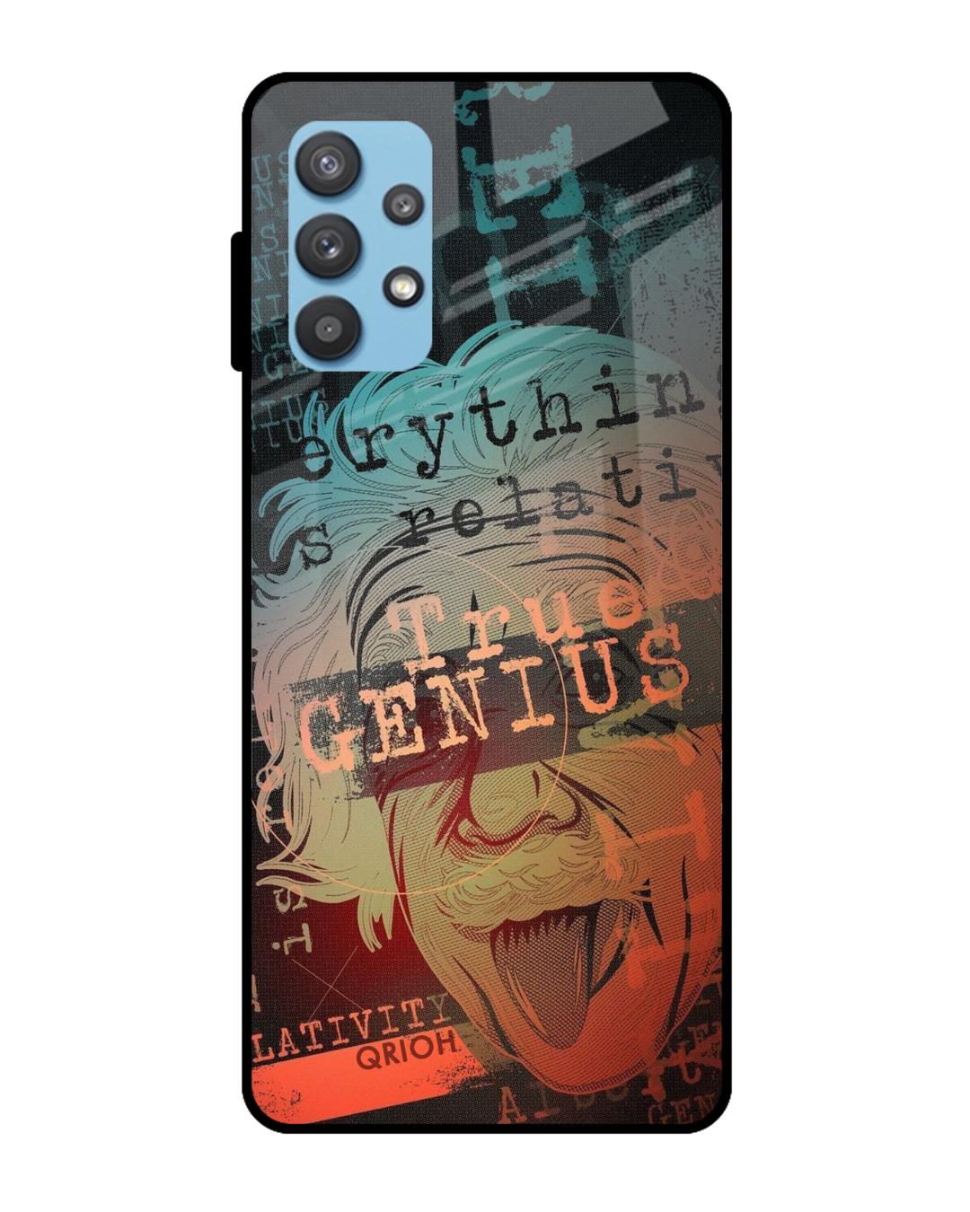 Shop True Genius Typography Premium Glass Cover For  A72(Impact Resistant, Matte Finish)-Back