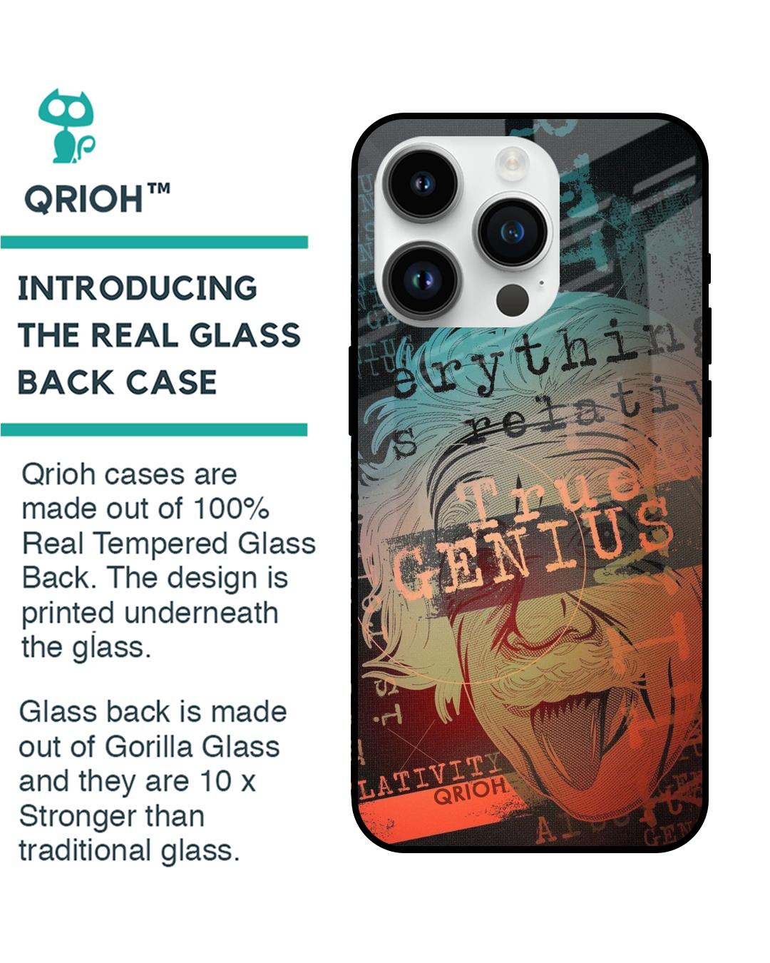 Shop True Genius Typography Premium Glass Cover for Apple iPhone 14 Pro (Shock Proof, Scratch Resistant)-Back