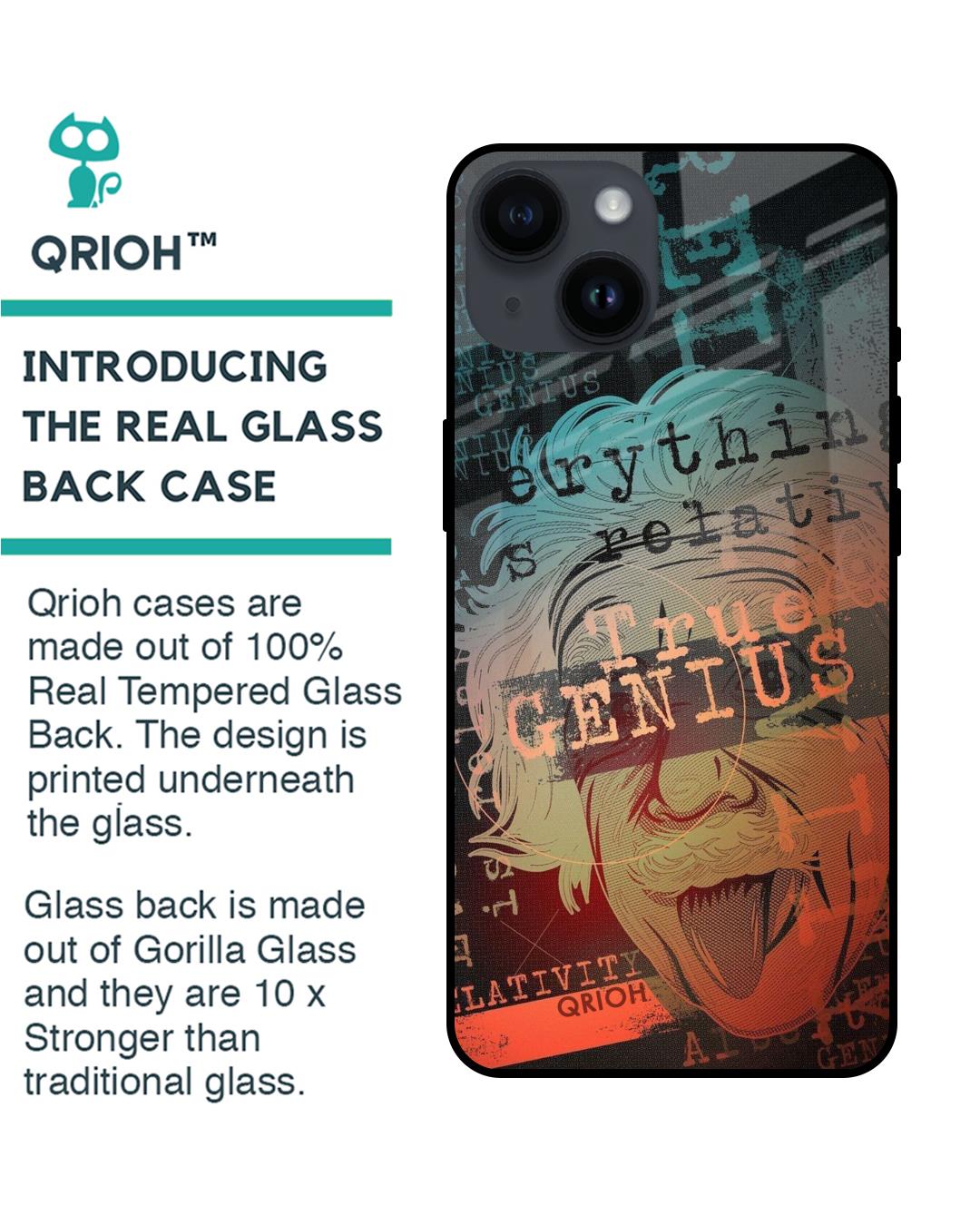 Shop True Genius Typography Premium Glass Cover for Apple iPhone 14 (Shock Proof, Scratch Resistant)-Back
