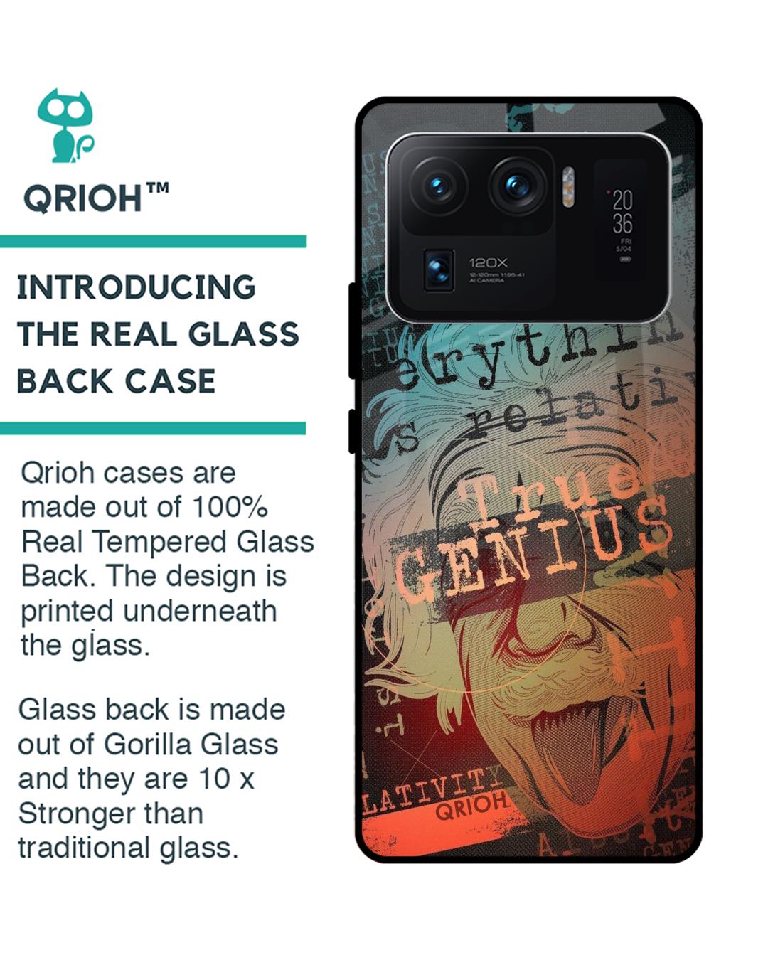 Shop True Genius Typography Premium Glass Cover For Mi 11 Ultra (Impact Resistant, Matte Finish)-Back