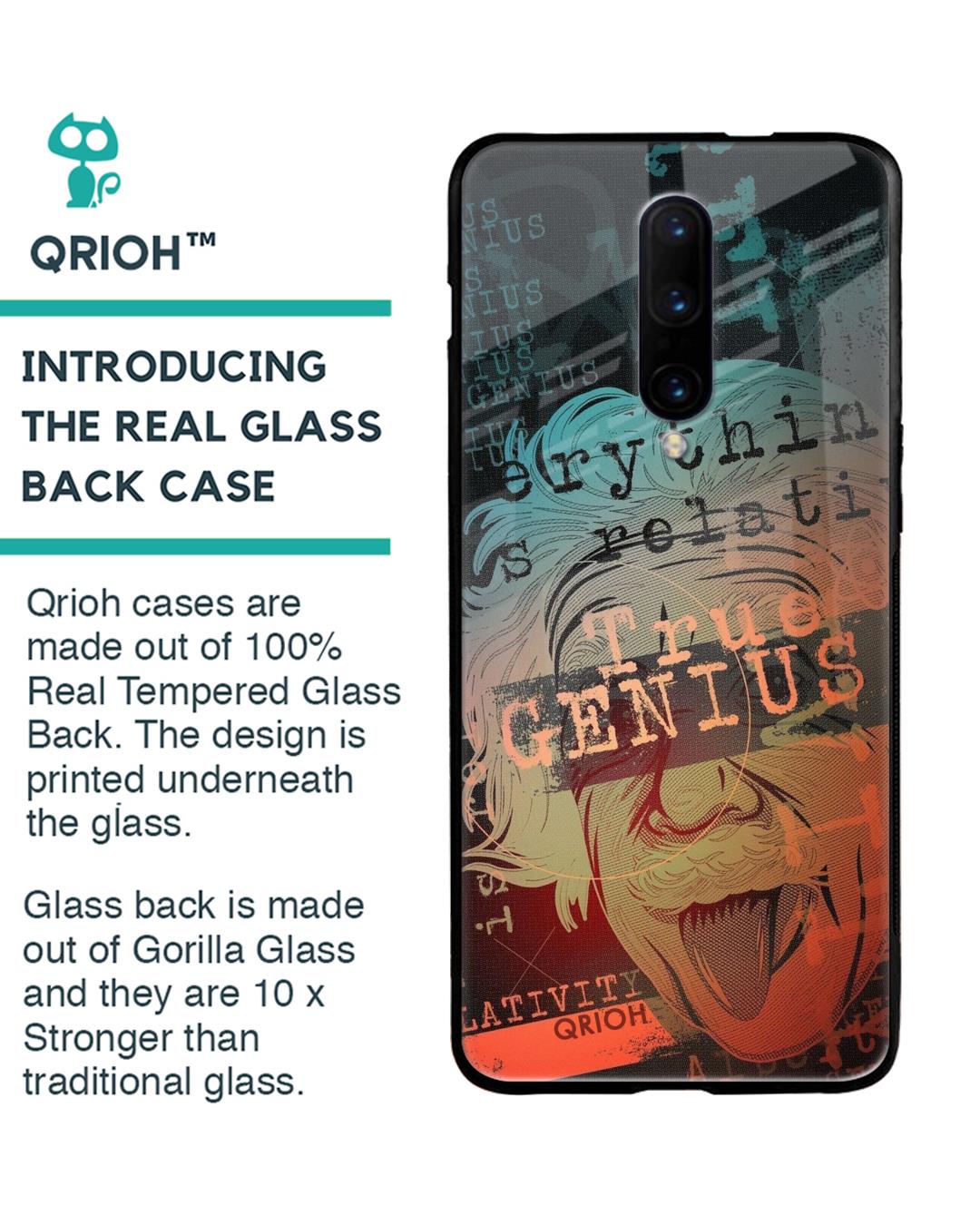 Shop True Genius Typography Premium Glass Cover For OnePlus 7 Pro (Impact Resistant, Matte Finish)-Back