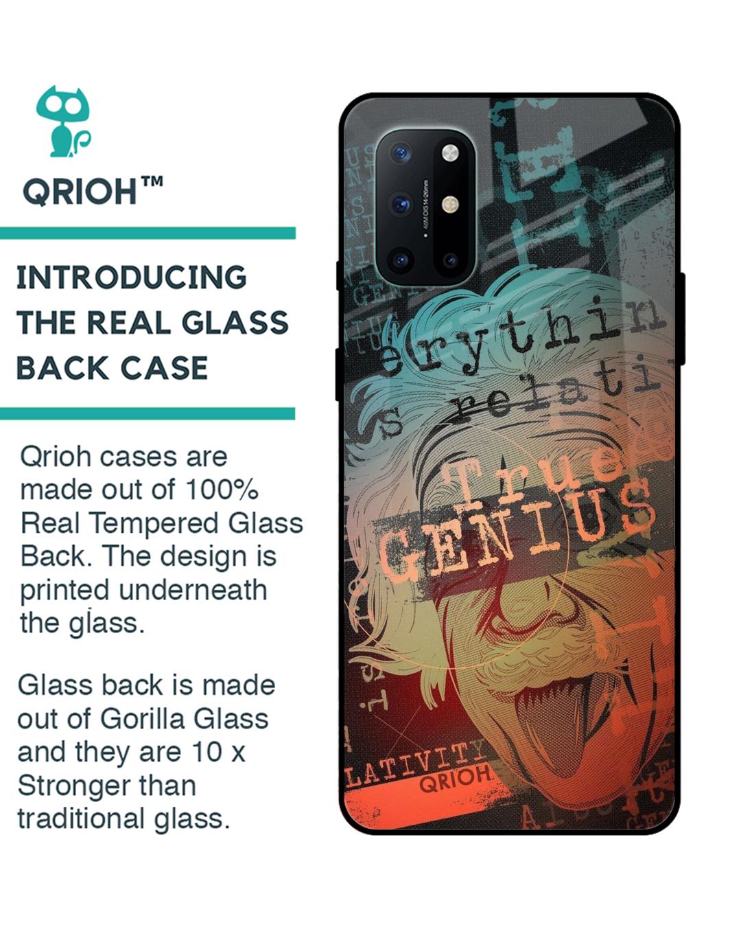 Shop True Genius Typography Premium Glass Cover For OnePlus 8T (Impact Resistant, Matte Finish)-Back