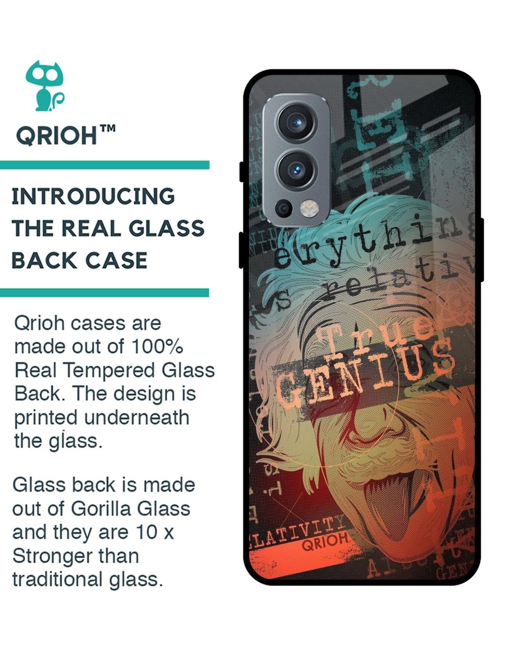 Shop True Genius Typography Premium Glass Cover For OnePlus Nord 2 5G (Impact Resistant, Matte Finish)-Back