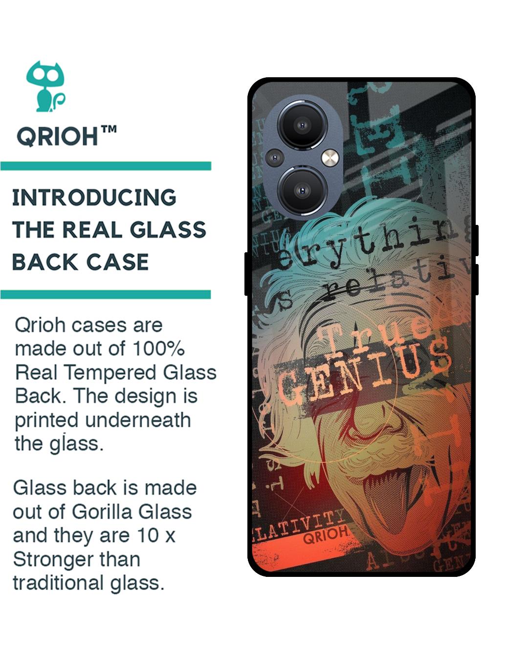 Shop True Genius Typography Premium Glass Cover For OnePlus Nord N20 5G (Impact Resistant, Matte Finish)-Back