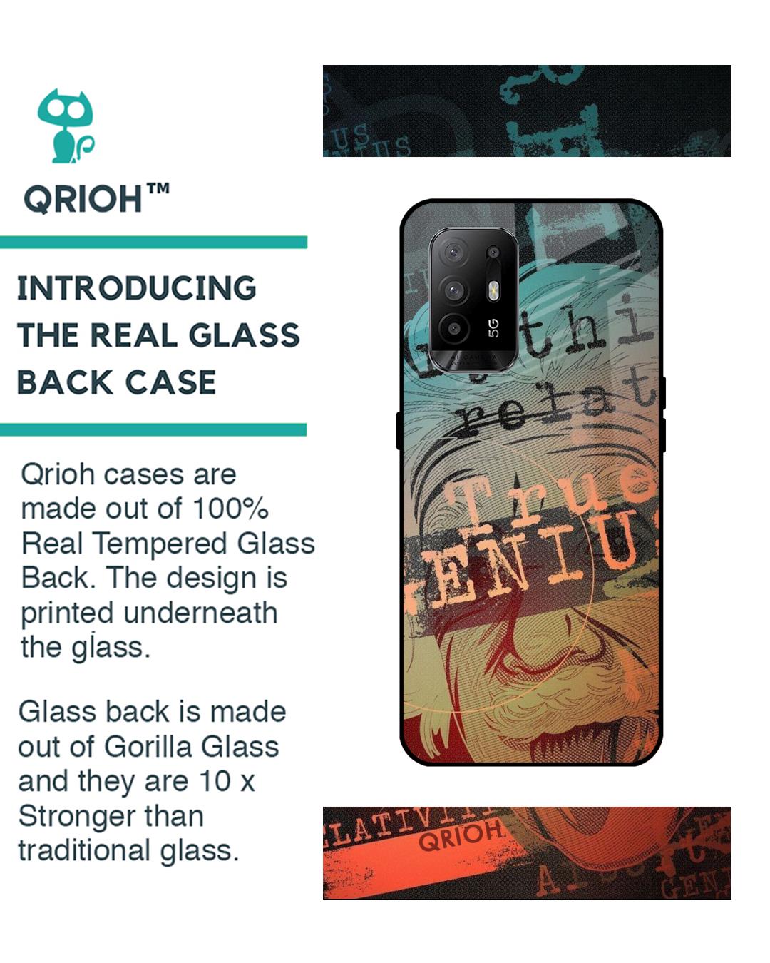 Shop True Genius Typography Premium Glass Cover For Oppo F19 Pro Plus (Impact Resistant, Matte Finish)-Back