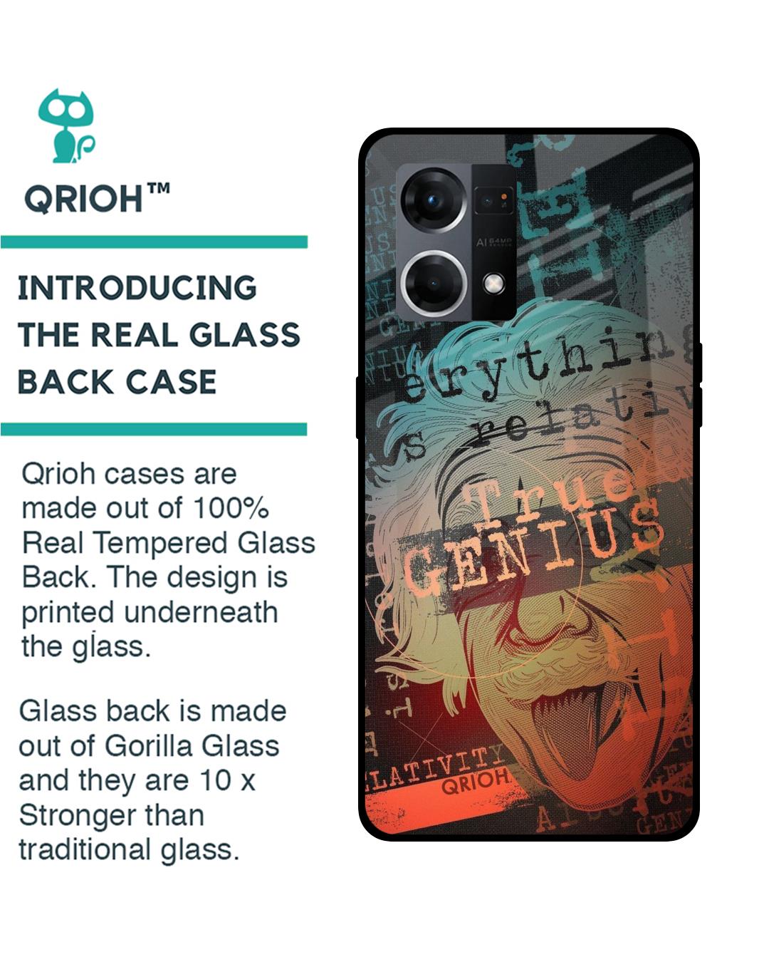 Shop True Genius Typography Premium Glass Cover For OPPO F21 Pro 4G (Impact Resistant, Matte Finish)-Back