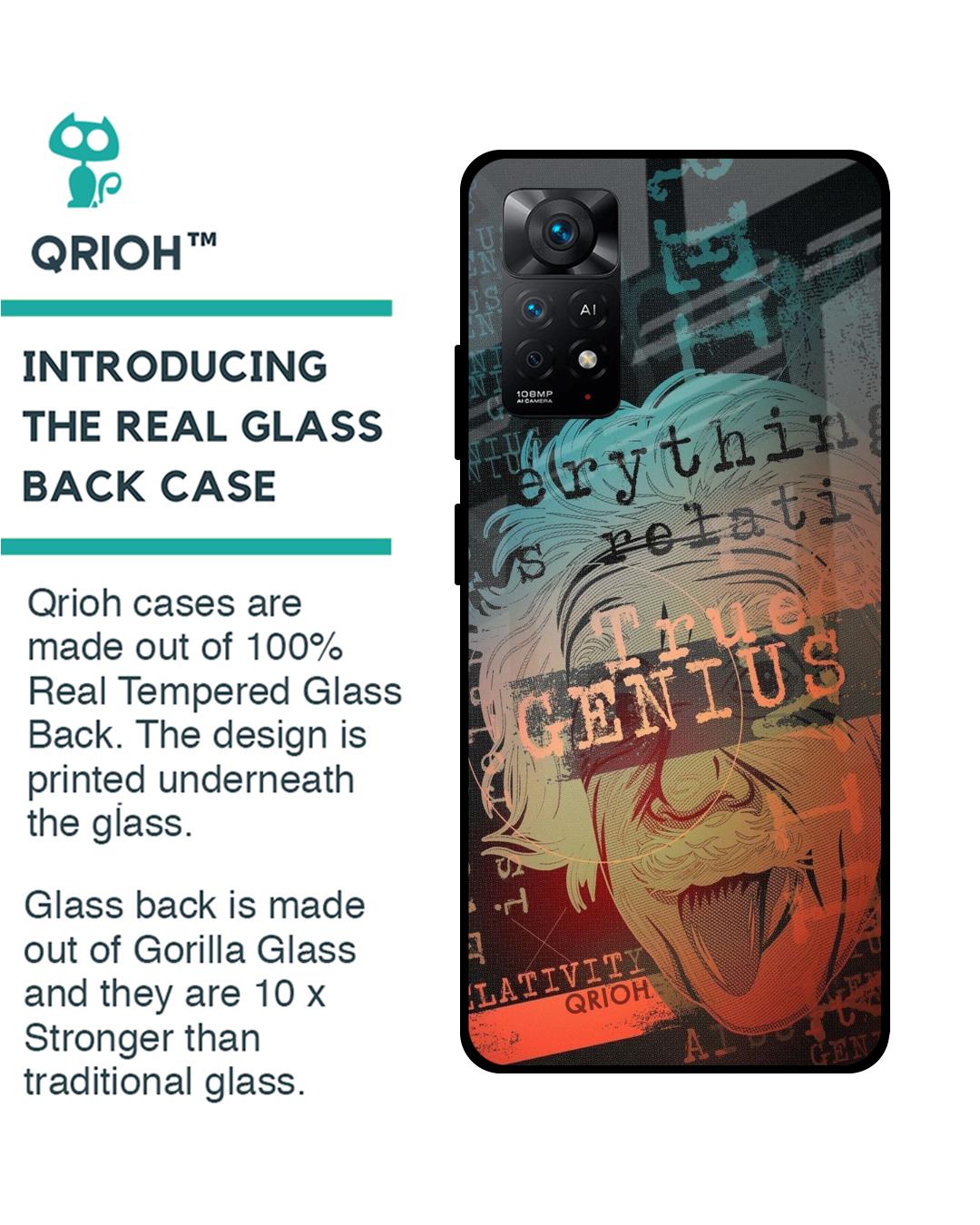 Shop True Genius Typography Premium Glass Cover For Redmi Note 11 Pro 5G (Impact Resistant, Matte Finish)-Back