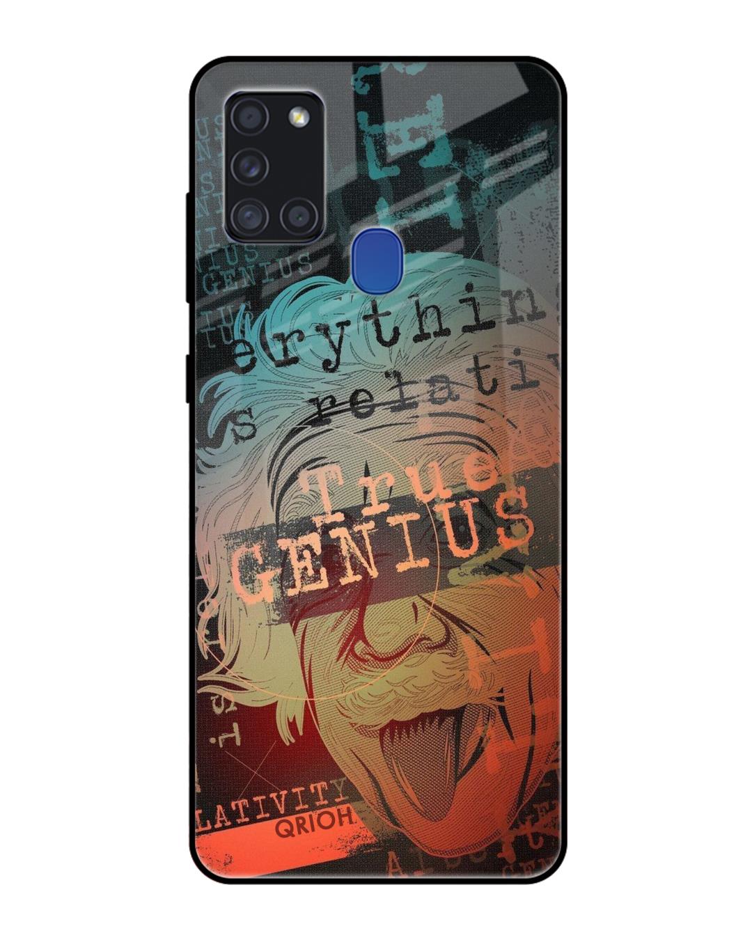 Shop True Genius Typography Premium Glass Cover For Samsung Galaxy A21s(Impact Resistant, Matte Finish)-Back