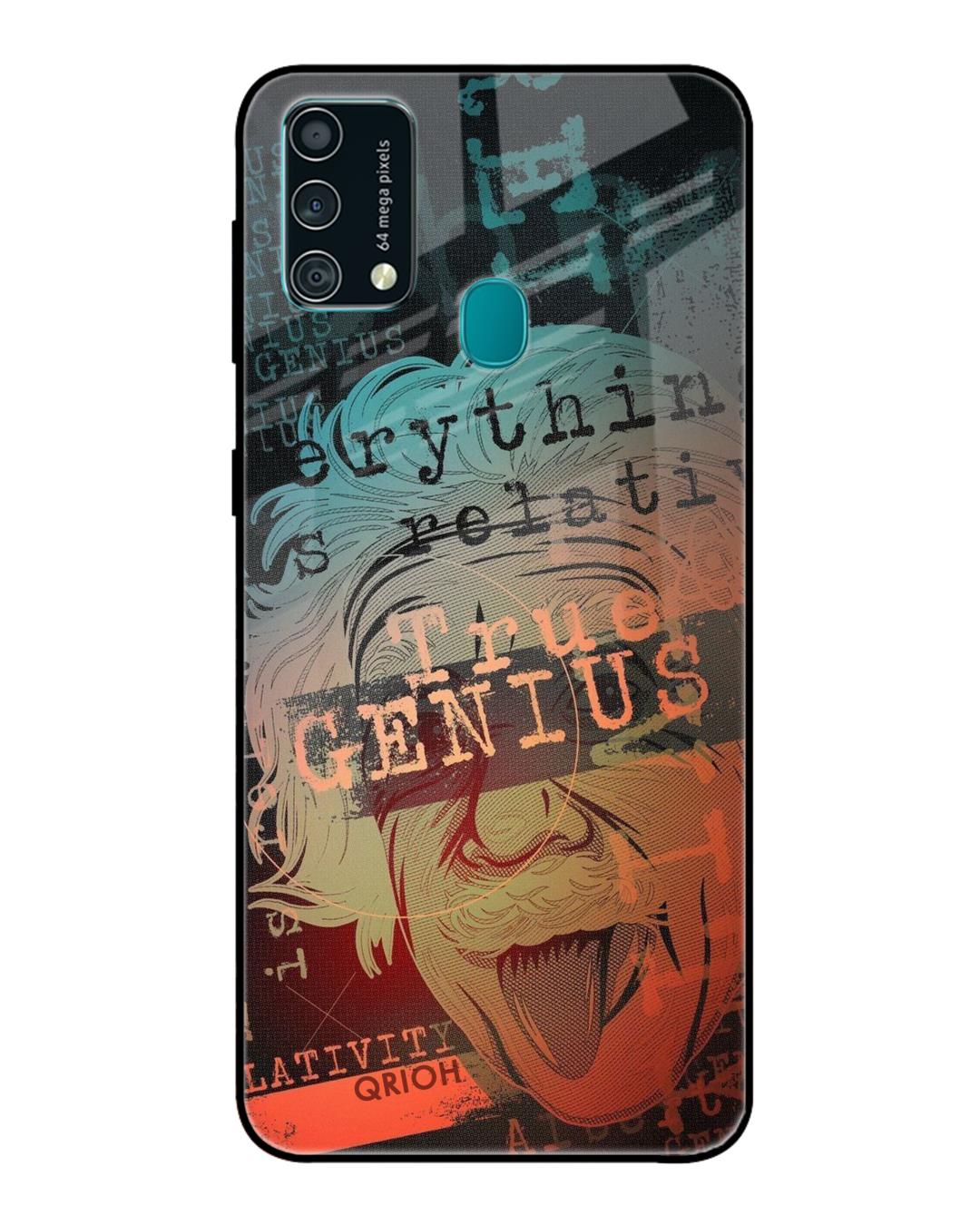 Shop True Genius Typography Premium Glass Cover For Samsung Galaxy F41(Impact Resistant, Matte Finish)-Back