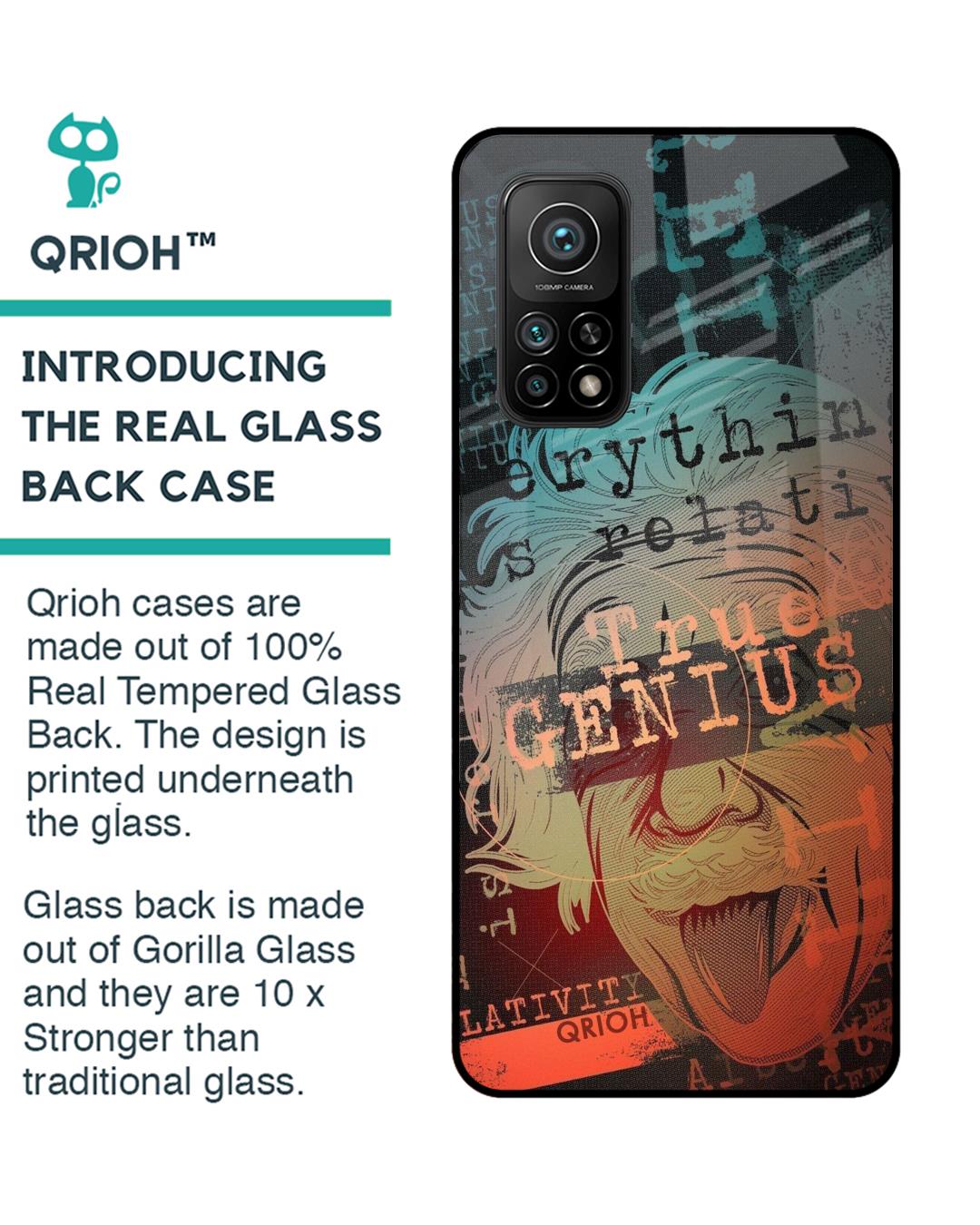 Shop True Genius Typography Premium Glass Cover For Xiaomi Mi 10T Pro (Impact Resistant, Matte Finish)-Back