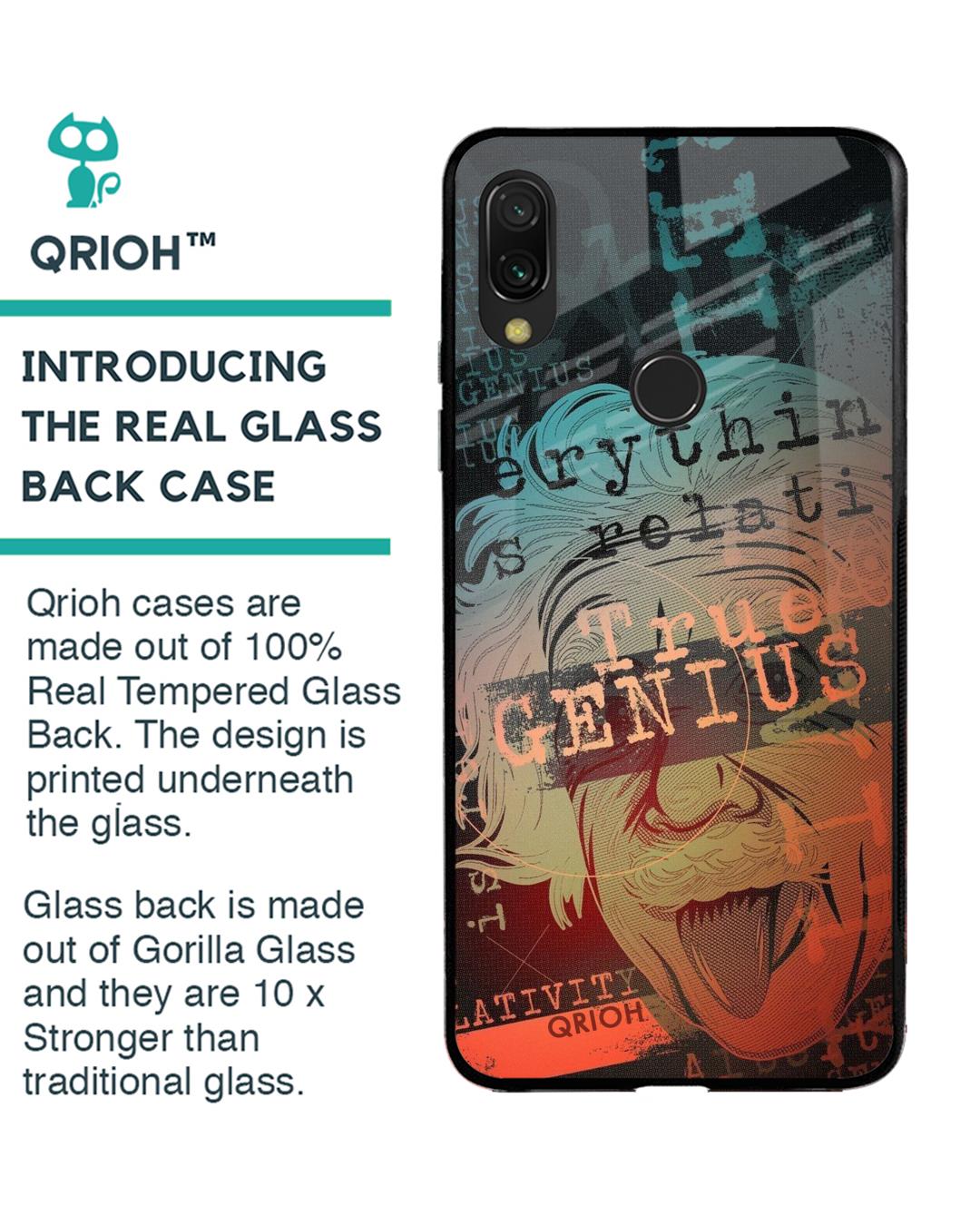 Shop True Genius Typography Premium Glass Cover For Xiaomi Redmi Note 7 Pro (Matte Finish)-Back