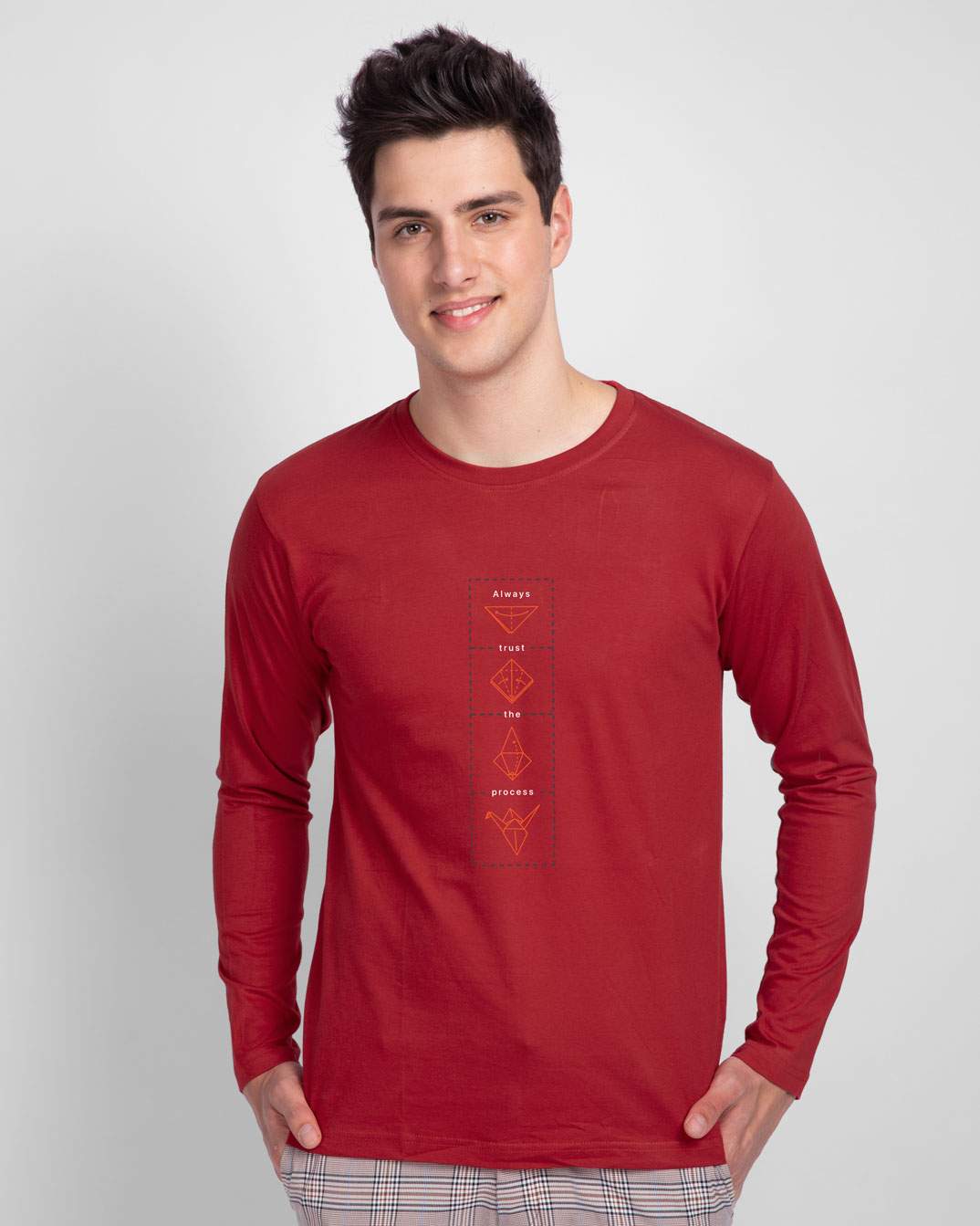 Shop Trust The Process Full Sleeve T-Shirt Bold Red-Back