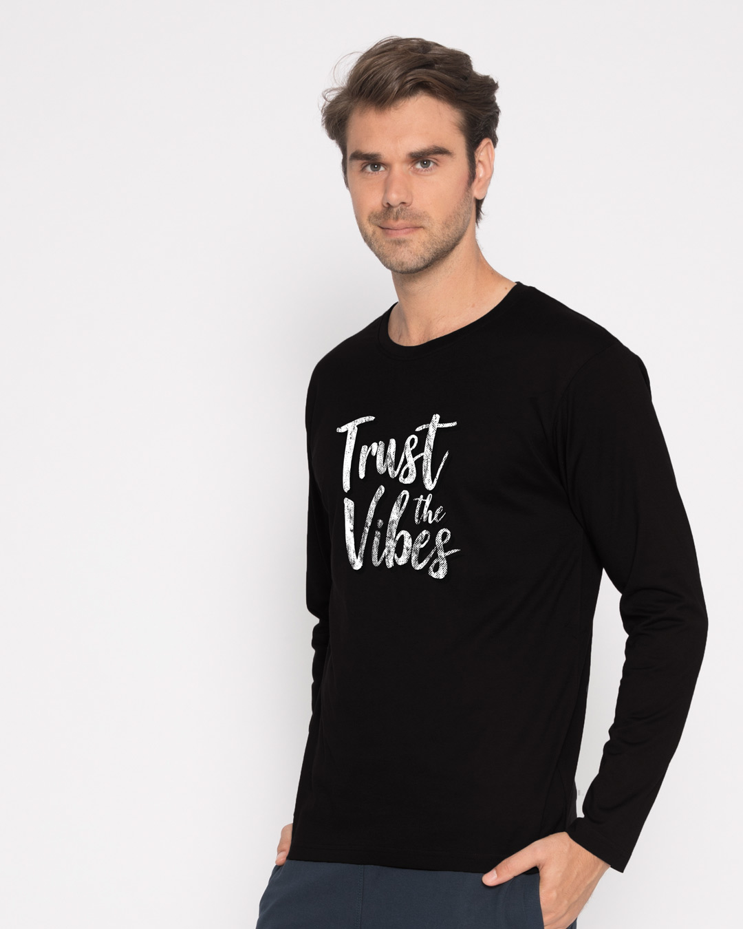 Shop Trust The Vibes Full Sleeve T-Shirt-Back