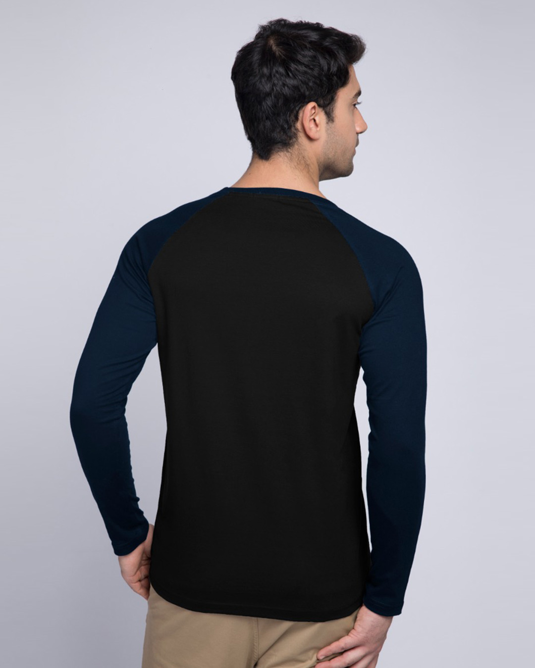 Shop Try Harder Full Sleeve Raglan T-Shirt Navy Blue-Black-Back