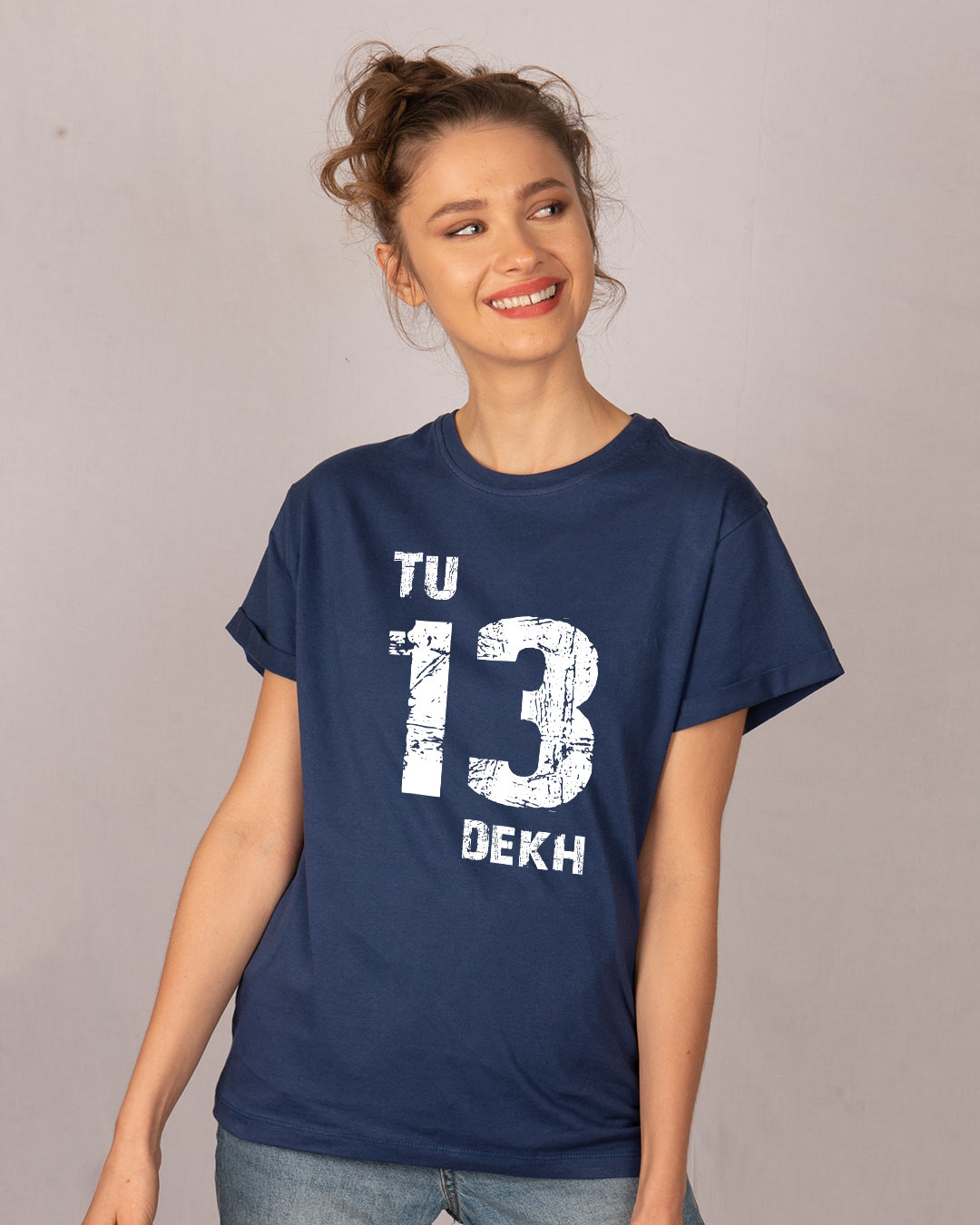 Shop Tu 13 Dekh Vintage Boyfriend T-Shirt-Back