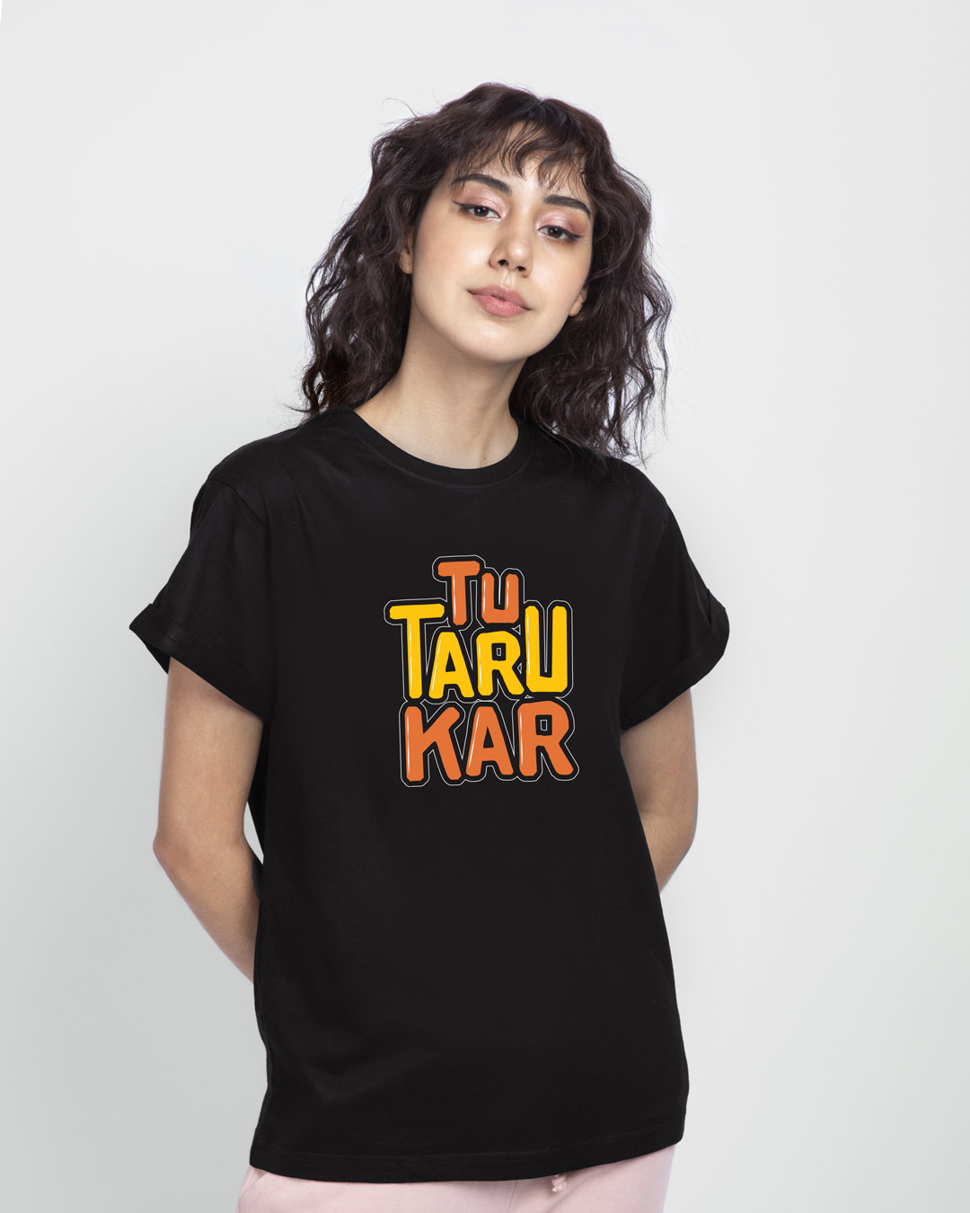 Shop Tu Taro Kar Boyfriend T-Shirt-Back