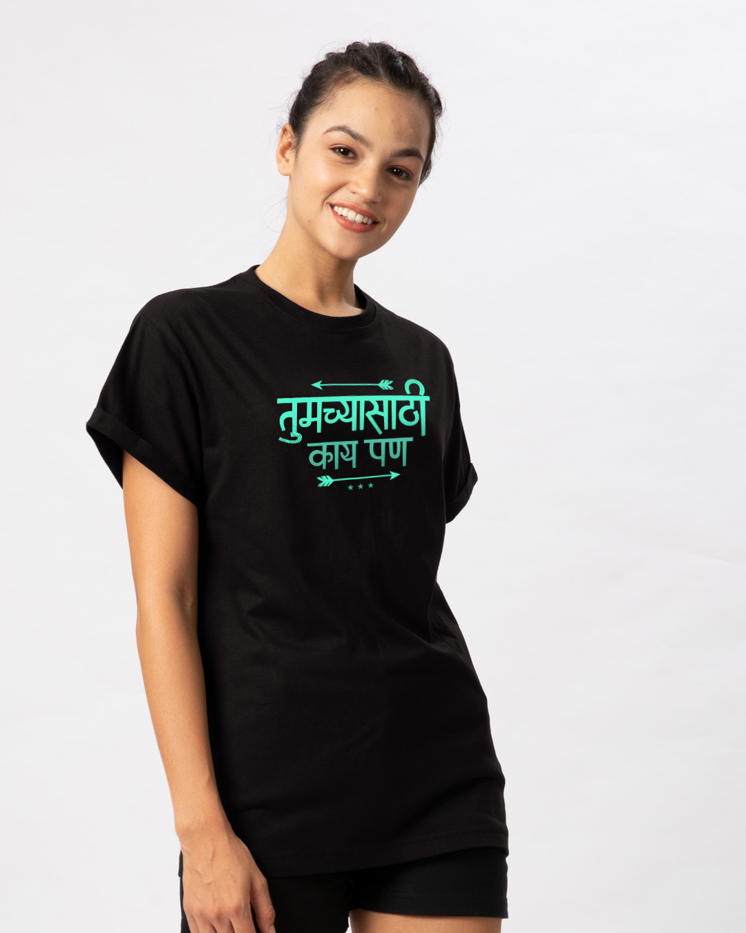 Shop Tumchya Sathi Kay Pan Boyfriend T-Shirt-Back